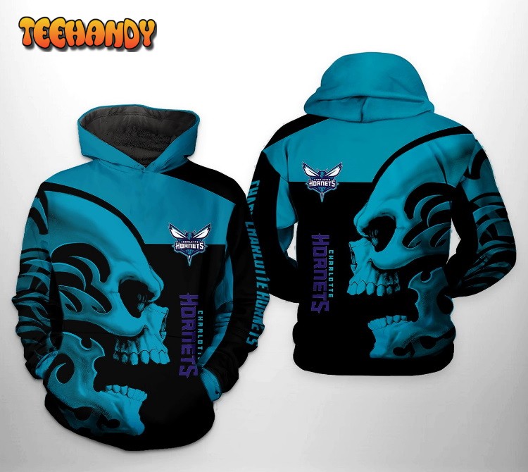 Charlotte Hornets NBA Skull Team 3D Printed HoodieZipper Hoodie