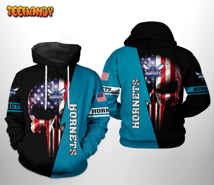 Charlotte Hornets NBA US Flag Skull Team 3D Printed Hoodie