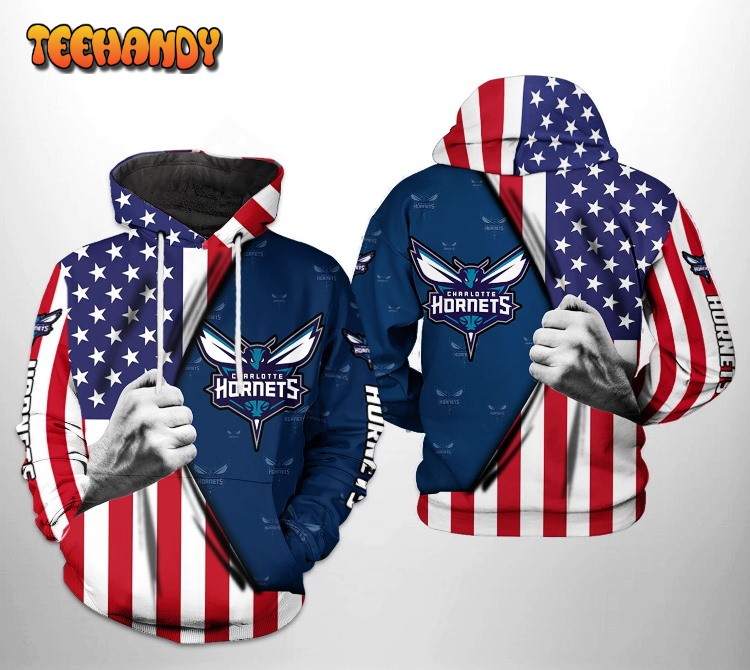 Charlotte Hornets NBA US Flag Team 3D Printed HoodieZipper Hoodie