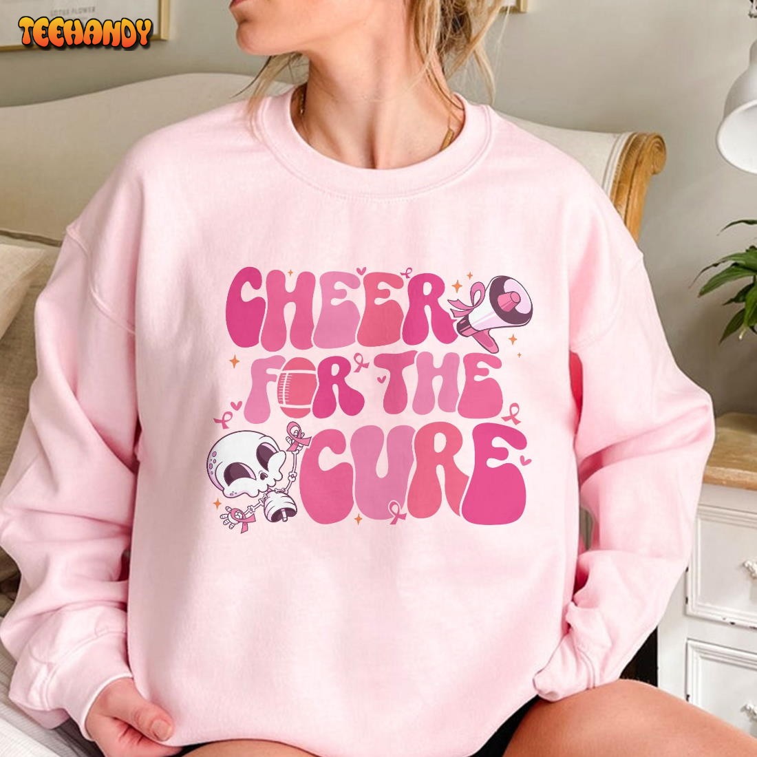 Cheer For The Cure Breast Cancer Sweatshirt, Football Breast Cancer Shirt