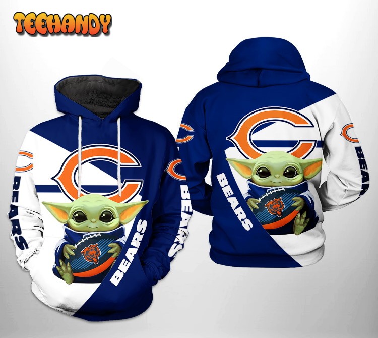 Chicago Bears NFL Baby Yoda Team 3D Printed HoodieZipper Hoodie