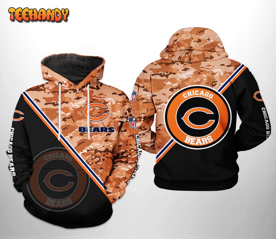 Chicago Bears NFL Camo Team 3D Printed HoodieZipper Hoodie