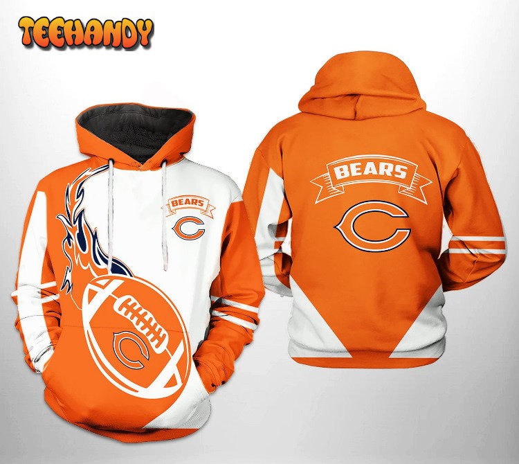 NFL Chicago Bears Orange Unisex 3D Hoodie Zip Hoodie For Men And