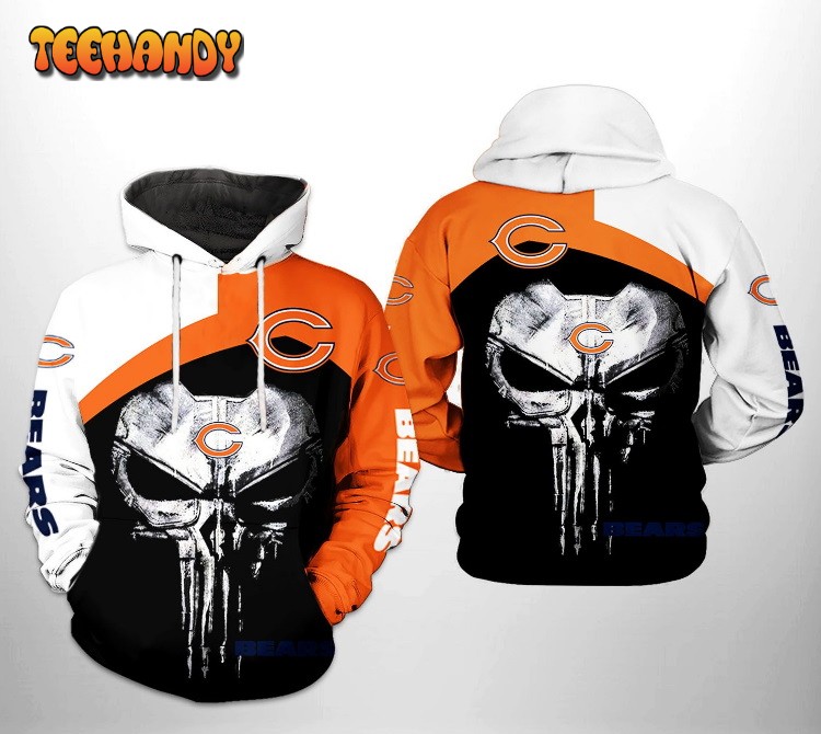 Chicago Bears NFL Skull Punisher Team 3D Printed HoodieZipper Hoodie