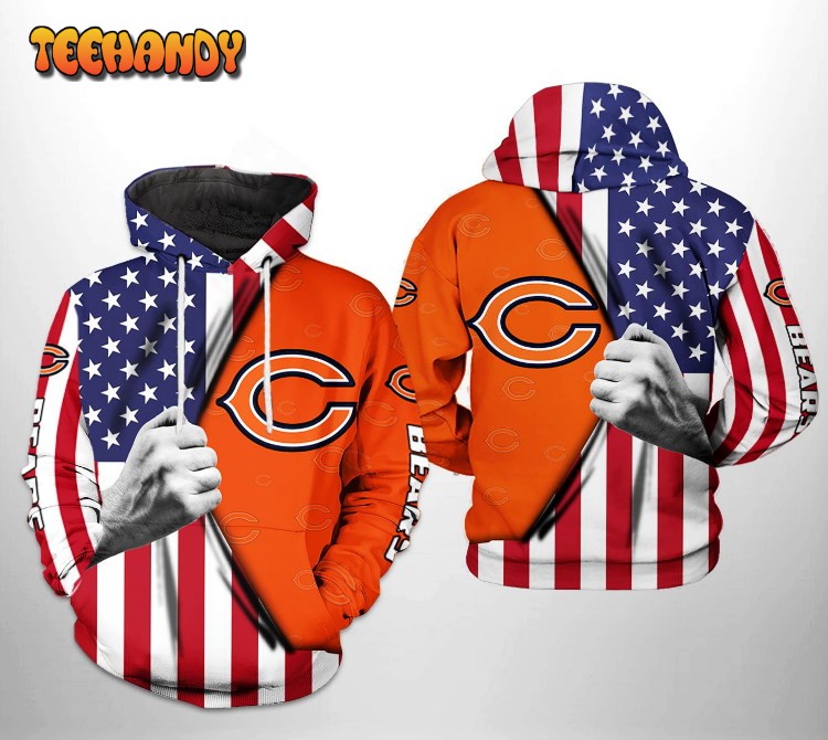 Chicago Bears NFL US Flag Team 3D Printed HoodieZipper Hoodie