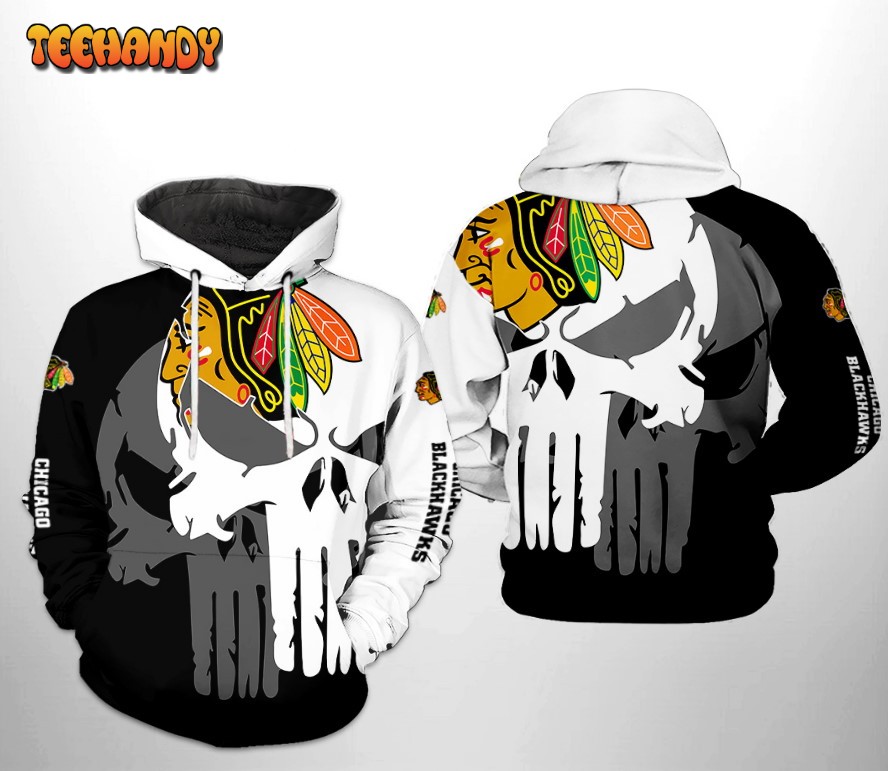 Chicago Blackhawks NHL Team Skull 3D Printed HoodieZipper Hoodie