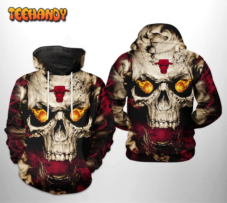 Chicago Bulls NBA Skull 3D Printed HoodieZipper Hoodie