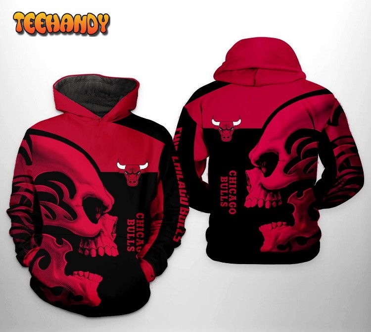 Chicago Bulls NBA Skull Team 3D Printed HoodieZipper Hoodie