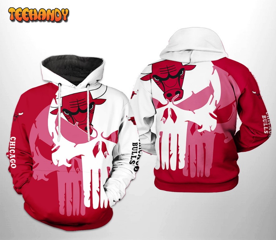 Chicago Bulls NBA Team Skull 3D Printed HoodieZipper Hoodie