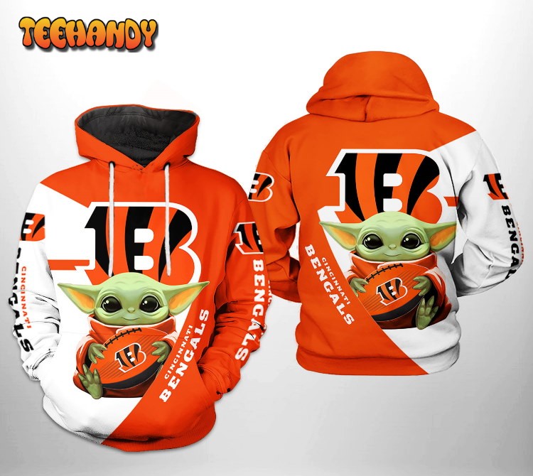 Cincinnati Bengals NFL Baby Yoda Team 3D Printed HoodieZipper Hoodie