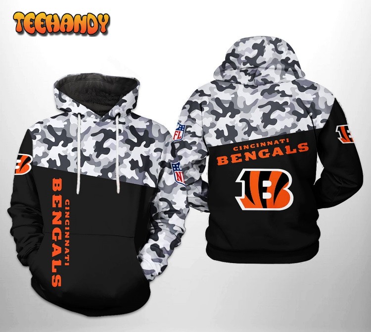 Cincinnati Bengals NFL Camo Veteran Team 3D Printed Hoodie