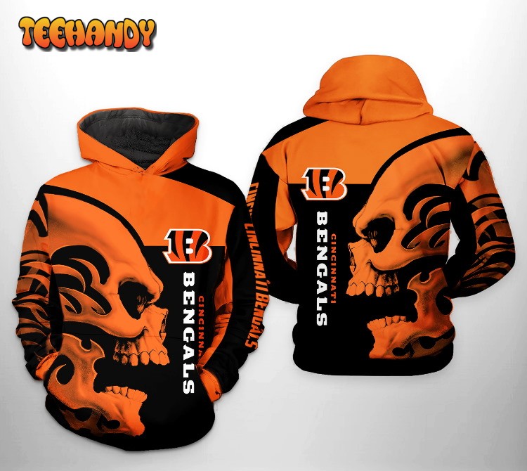 Cincinnati Bengals NFL Skull 3D Printed HoodieZipper Hoodie