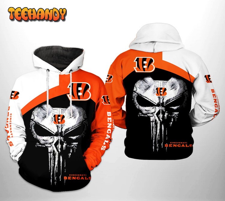 Cincinnati Bengals NFL Skull Punisher Team 3D Printed Hoodie