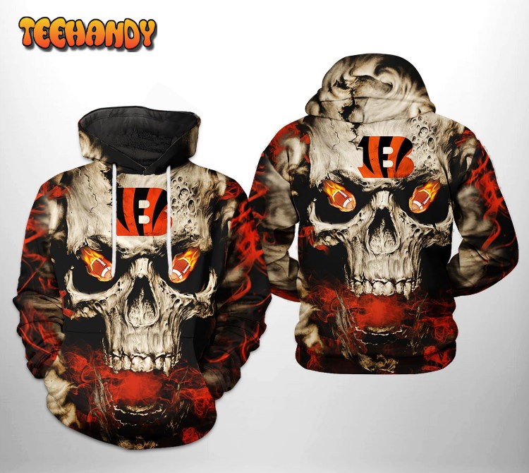 Cincinnati Bengals NFL Skull Team 3D Printed HoodieZipper Hoodie