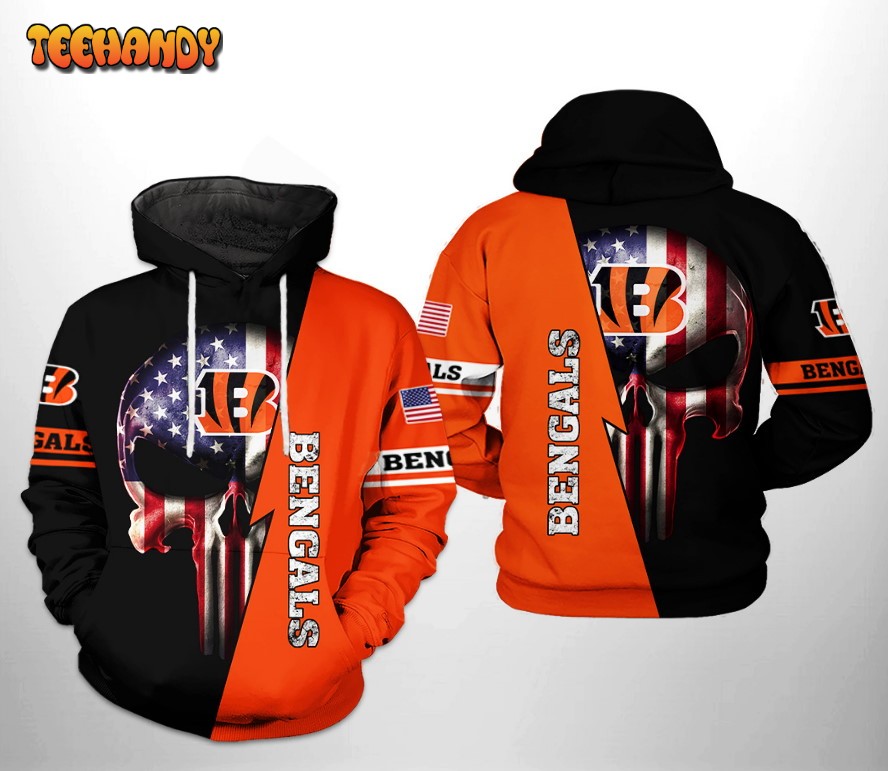 Cincinnati Bengals NFL US Flag Skull Team 3D Printed Hoodie