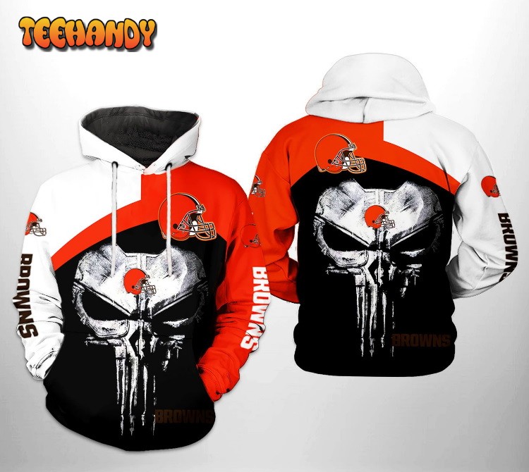 Cleveland Browns NFL Skull Punisher Team 3D Printed Hoodie