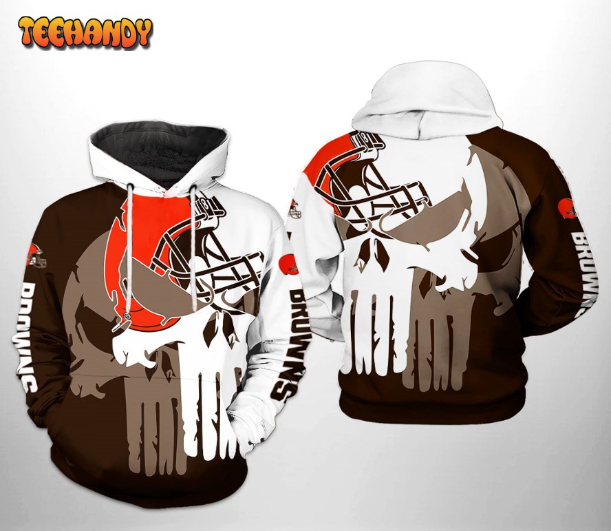 Cleveland Browns NFL Team Skull 3D Printed HoodieZipper Hoodie