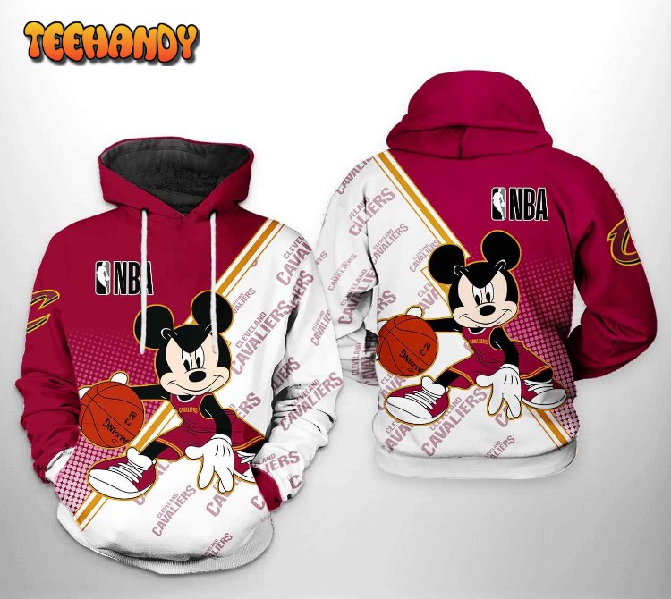 Cleveland Cavaliers NBA Mickey 3D Printed HoodieZipper Hoodie