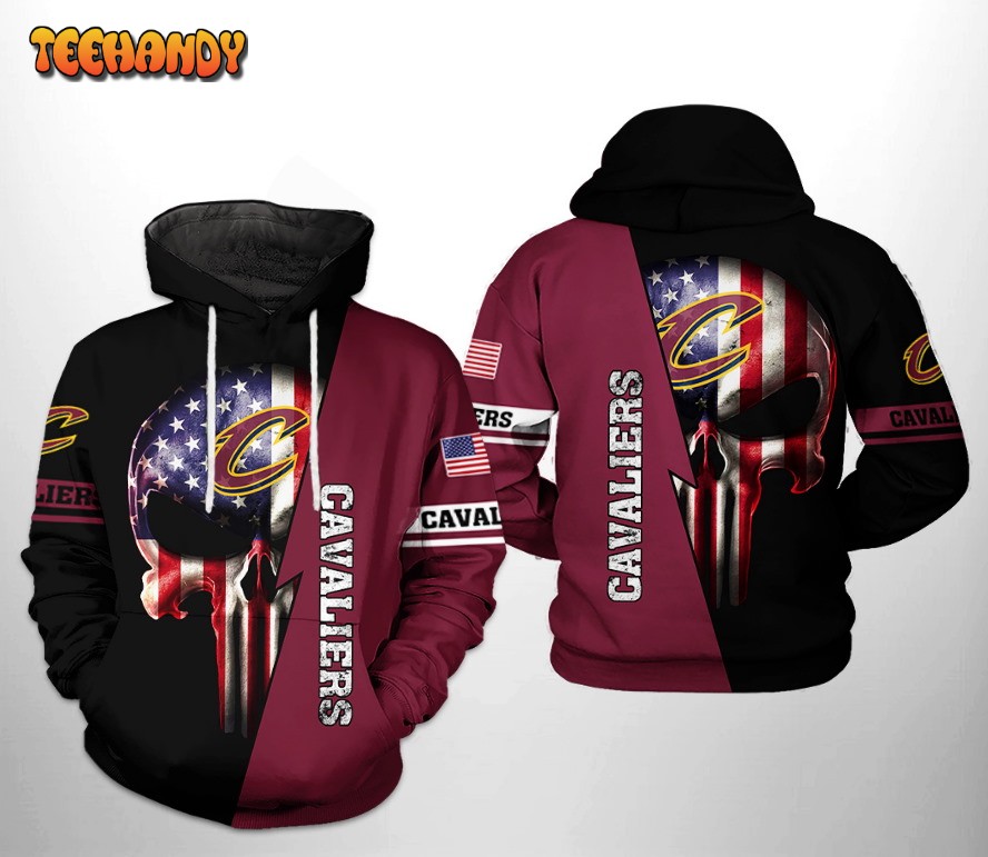 Cleveland Cavaliers NBA US Flag Skull Team 3D Printed HoodieZipper Hoodie