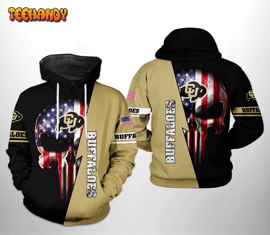 Colorado Buffaloes NCAA US Flag Skull 3D Printed HoodieZipper Hoodie