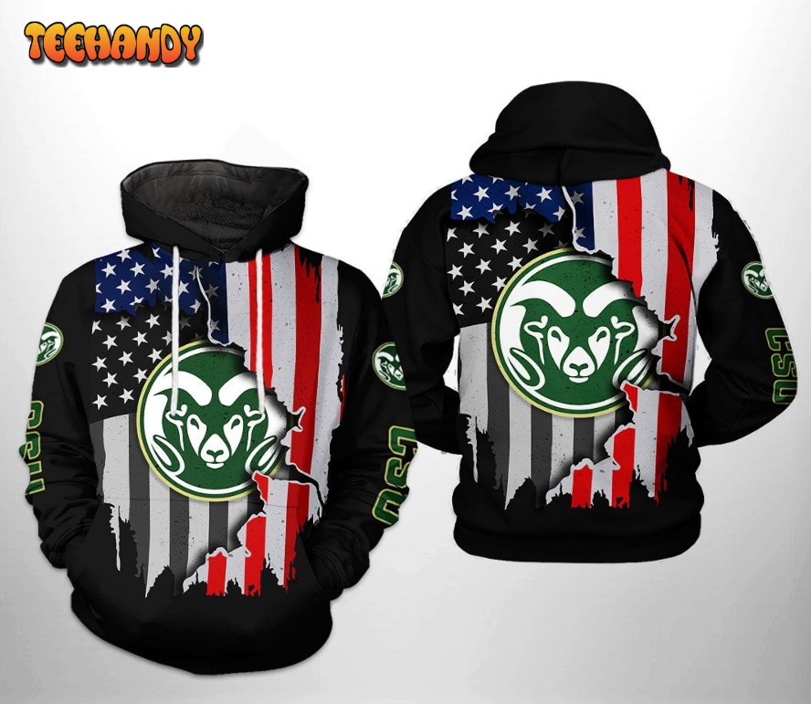 Colorado State Rams NCAA US Flag 3D Printed HoodieZipper Hoodie