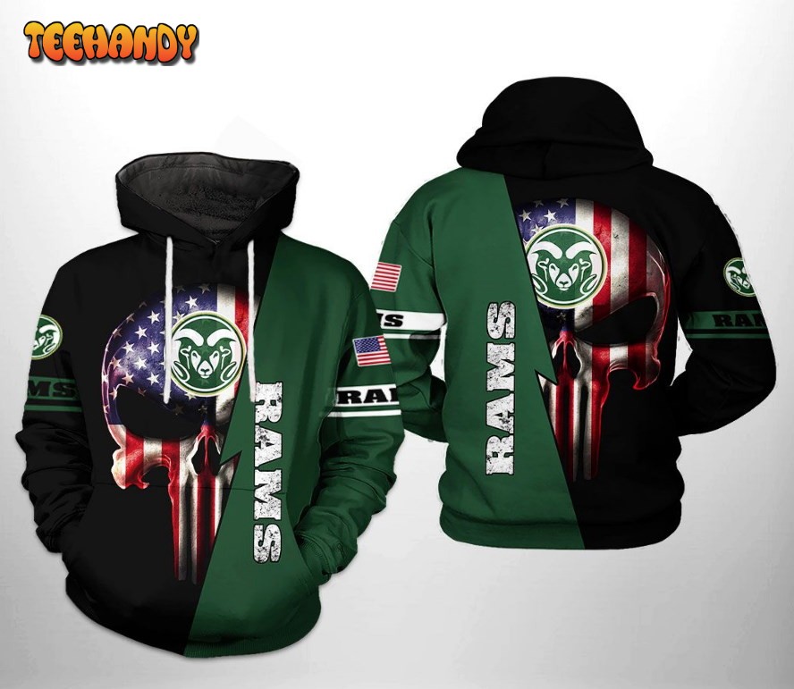 Colorado State Rams NCAA US Flag Skull 3D Printed HoodieZipper Hoodie