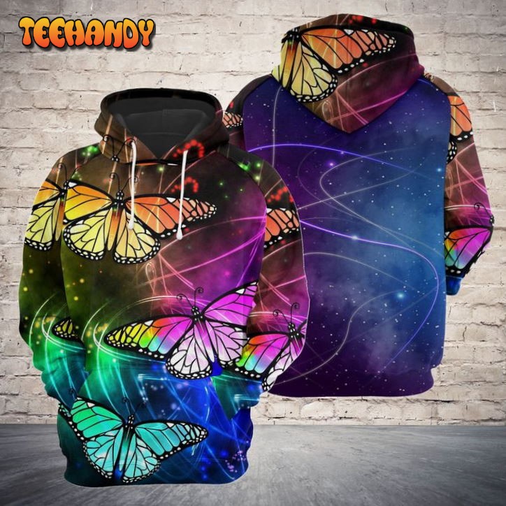 Colorful Butterfly 3D Printed HoodieZipper Hoodie