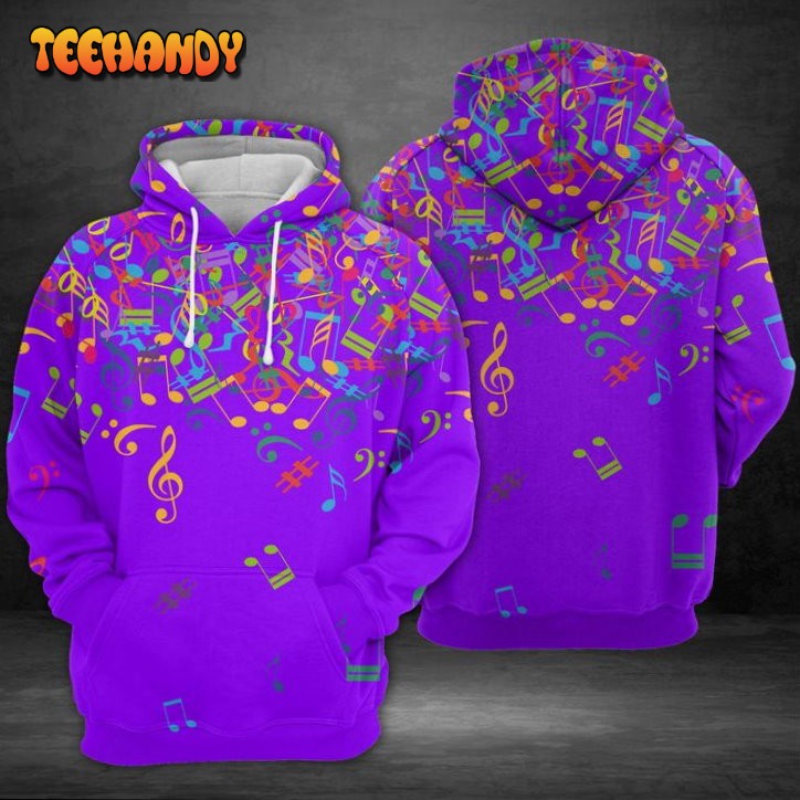 Colorful Music Notes 3D Printed HoodieZipper Hoodie