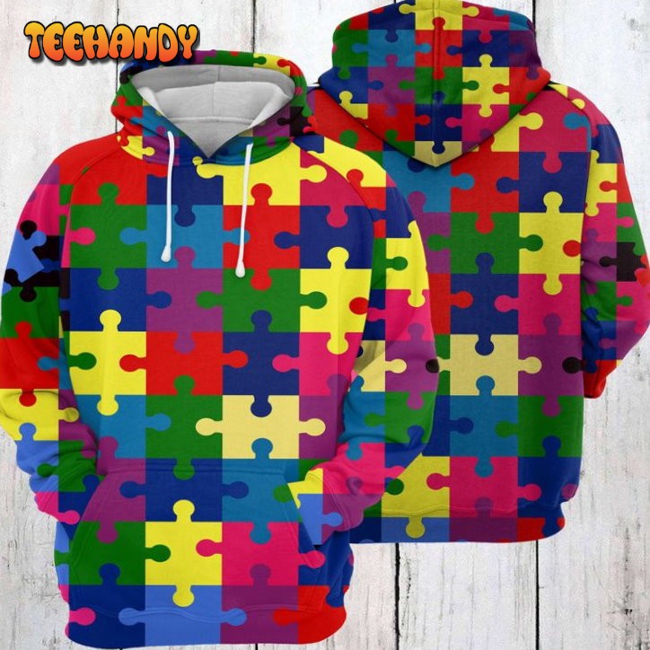 Colorful Puzzles Awareness Autism 3D Printed HoodieZipper Hoodie