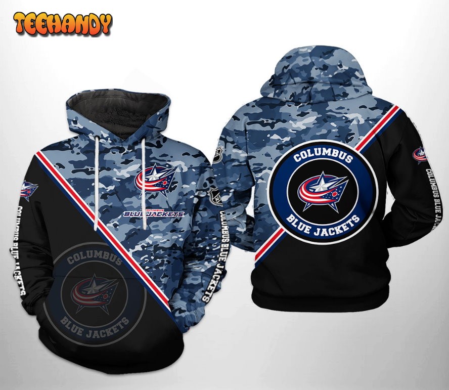 Columbus Blue Jackets NHL Camo Team 3D Printed HoodieZipper Hoodie