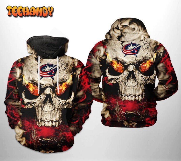 Columbus Blue Jackets NHL Skull 3D Printed HoodieZipper Hoodie