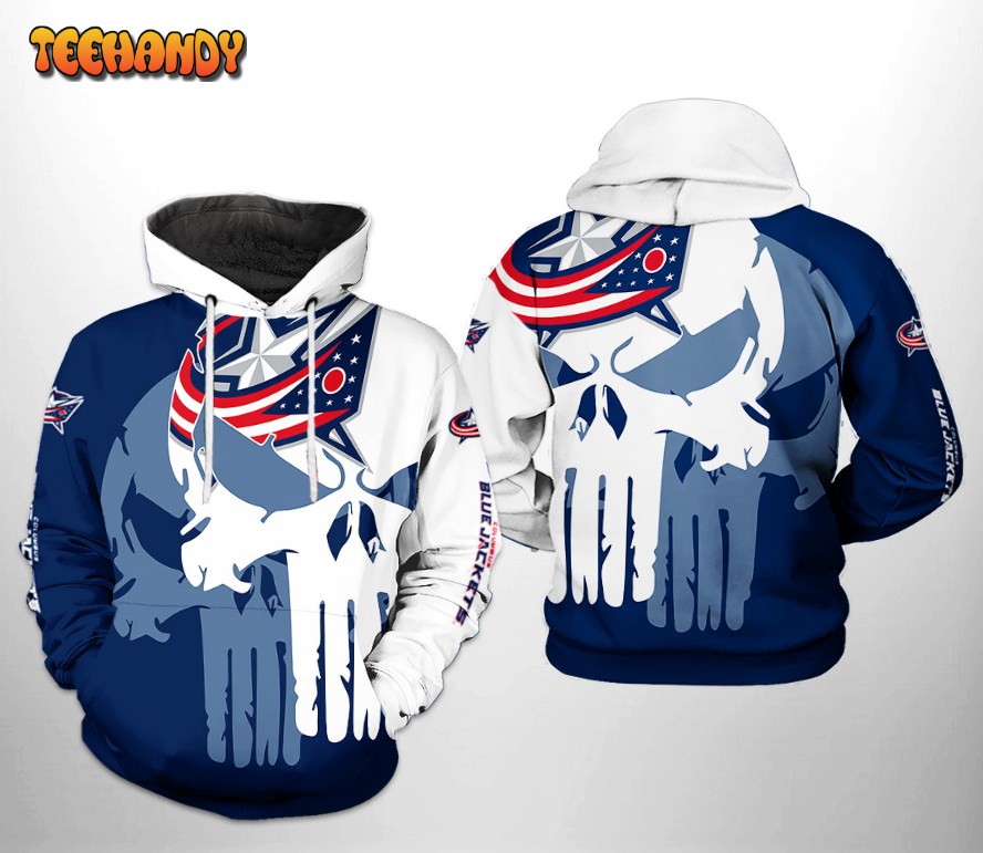 Columbus Blue Jackets NHL Team Skull 3D Printed HoodieZipper Hoodie