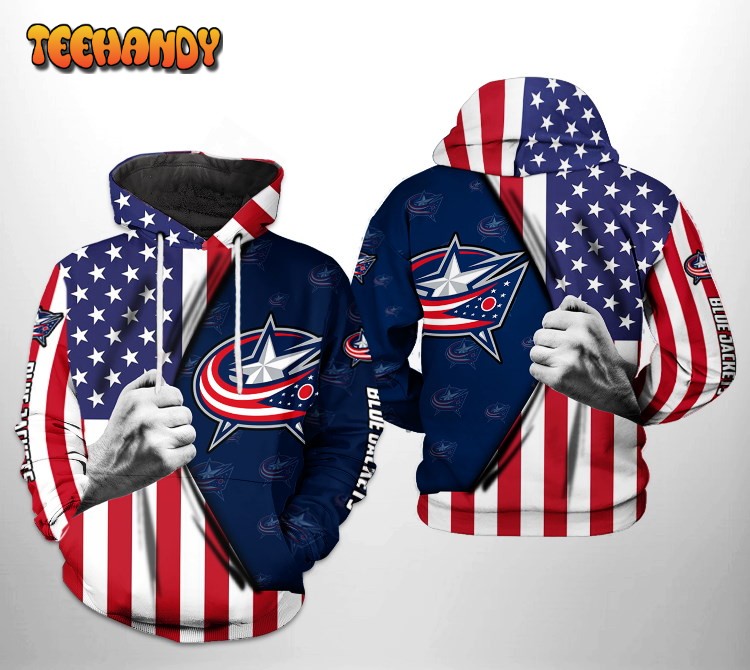 Columbus Blue Jackets NHL US FLag 3D Printed HoodieZipper Hoodie