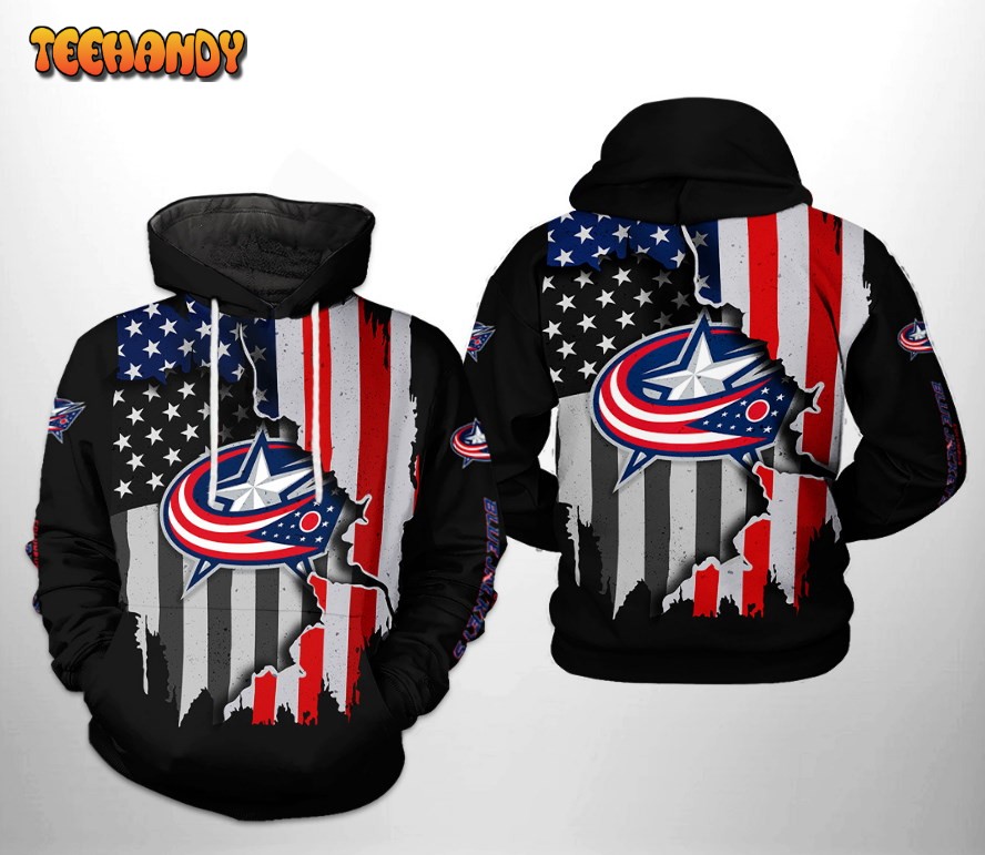 Columbus Blue Jackets NHL US FLag Team 3D Printed HoodieZipper Hoodie