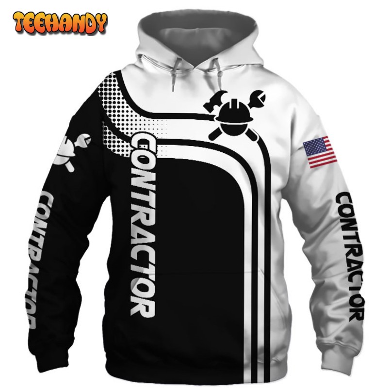 Contractor Black US Flag 3D Printed HoodieZipper Hoodie