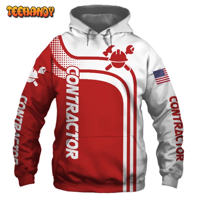 Contractor Red US Flag 3D Printed HoodieZipper Hoodie