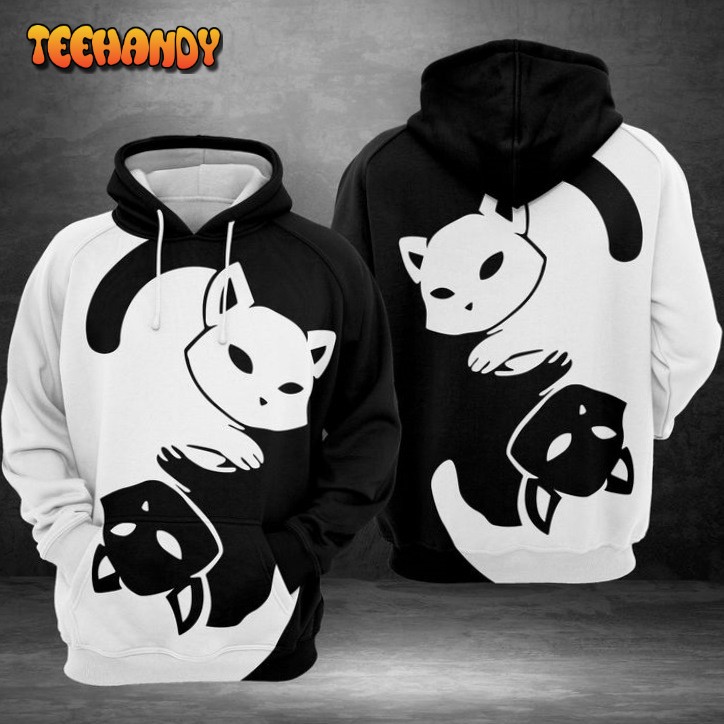 Contrast Cat 3D Printed HoodieZipper Hoodie