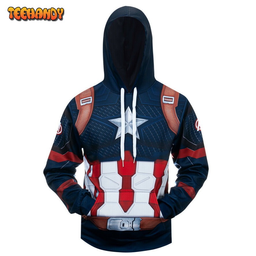 Costume Captain America Suit 3D Printed HoodieZipper Hoodie