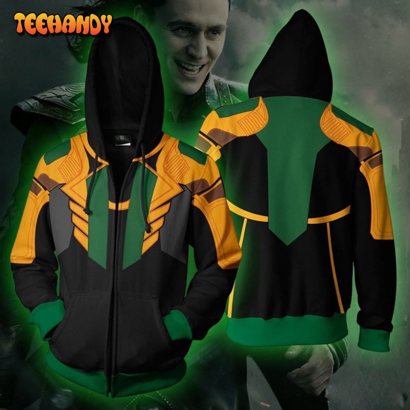 Costume Loki Cosplay Suit 3D Printed HoodieZipper Hoodie