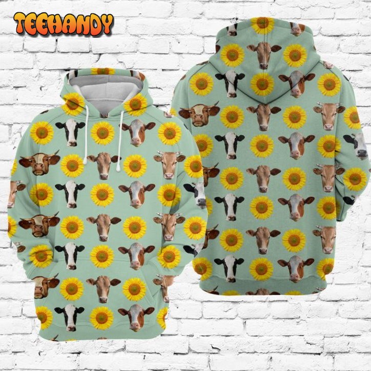 Cow And Sunflower 3D Printed HoodieZipper Hoodie