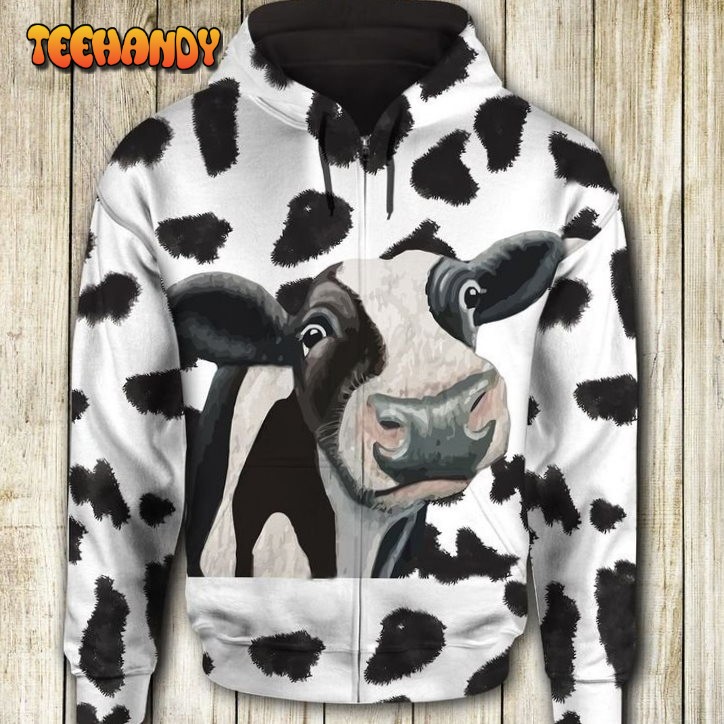 Cow Funny Face 3D Printed HoodieZipper Hoodie