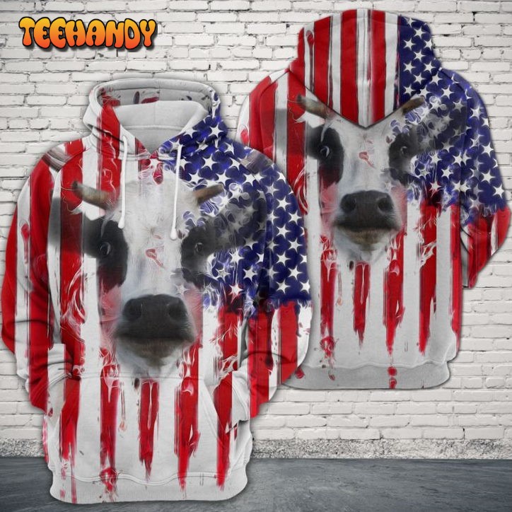 Cow Usa Flag 3D Printed HoodieZipper Hoodie