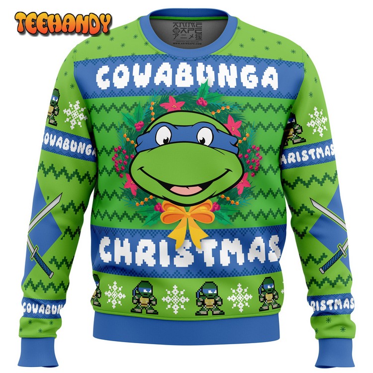 Cowabunga Leonardo Christmas Teenage Mutant Ninja Turtles Ugly Sweater