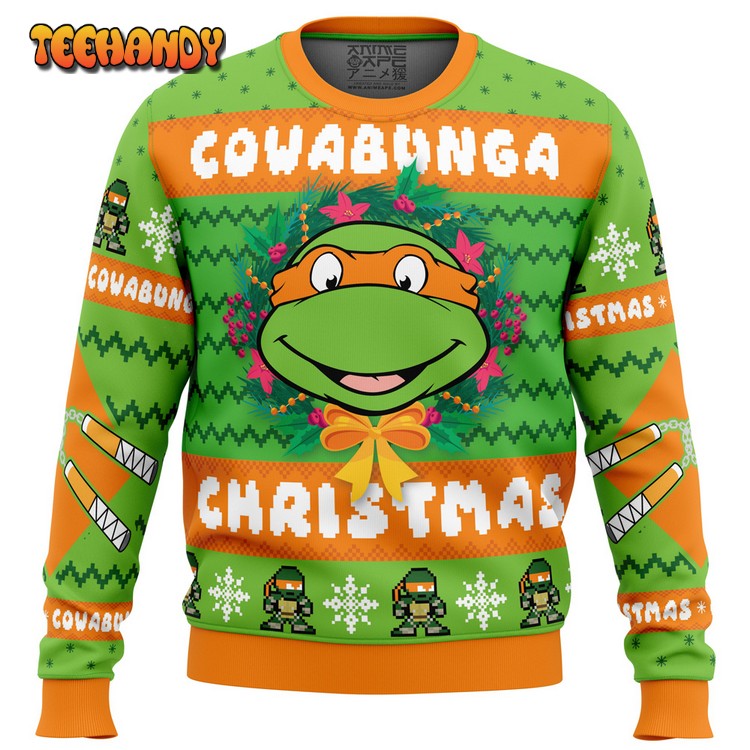 Cowabunga Michaelangelo Christmas Teenage Mutant Ninja Turtles Ugly Sweater