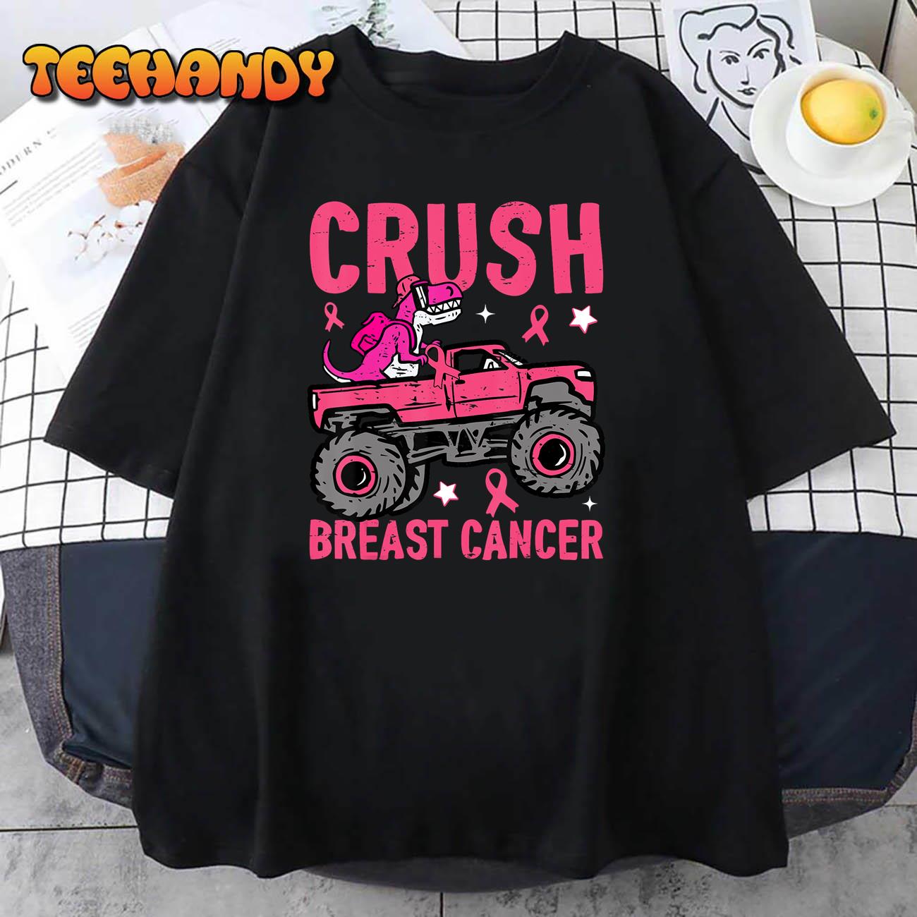 Crush Breast Cancer Awareness Monster Truck Toddler Boy Kids T-Shirt