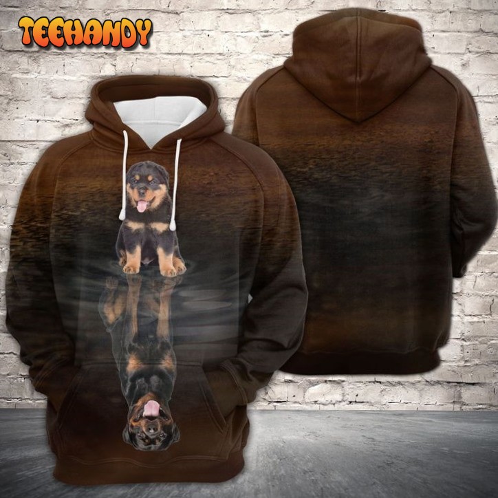 Cute Rottweiler Reflection 3D Printed HoodieZipper Hoodie