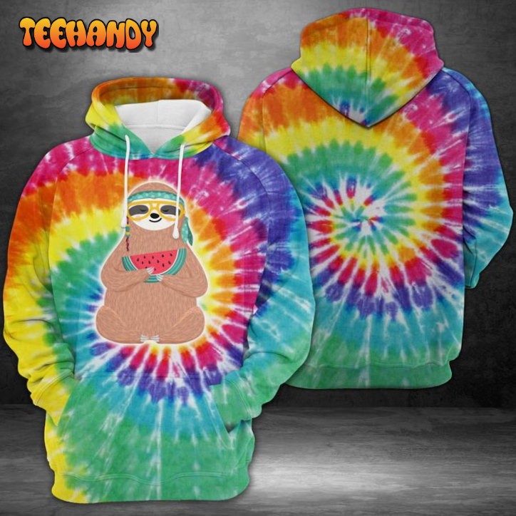 Cute Sloth Tie Dye 3D Printed HoodieZipper Hoodie