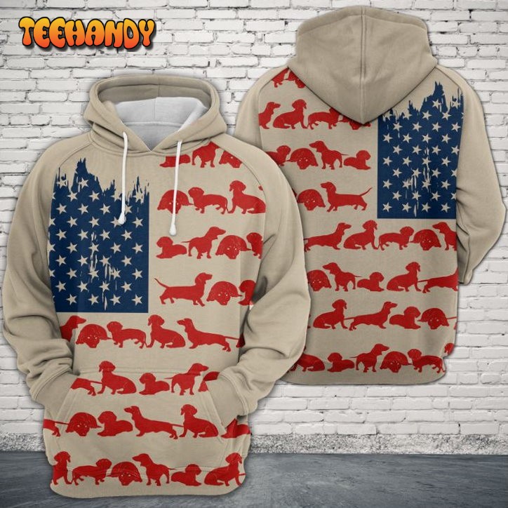 Dachshund Usa Flag 3D Printed HoodieZipper Hoodie