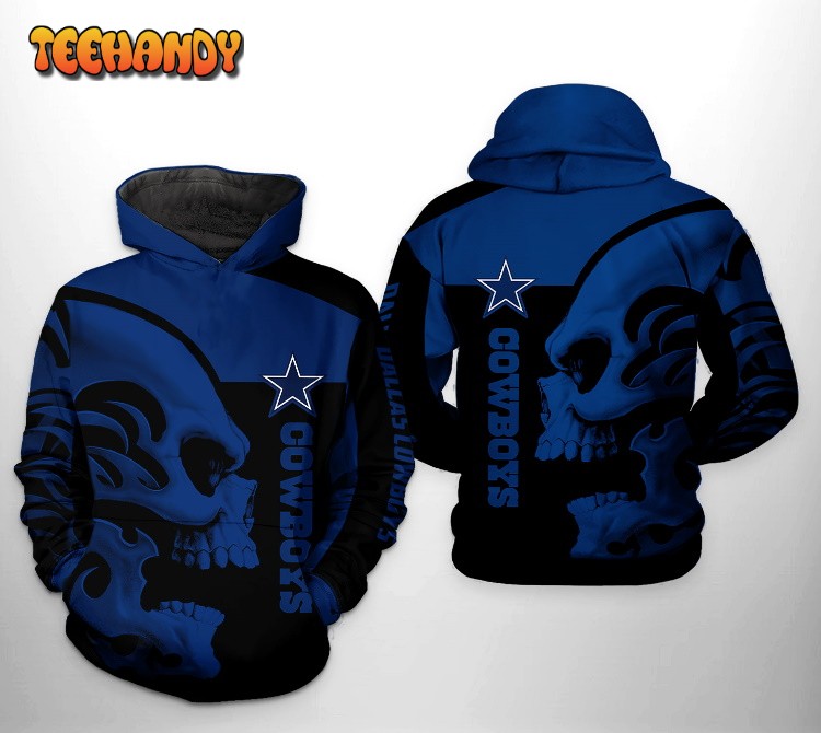 Dallas Cowboys NFL Halloween Skull Skeleton Zip Hoodie 3D All Over