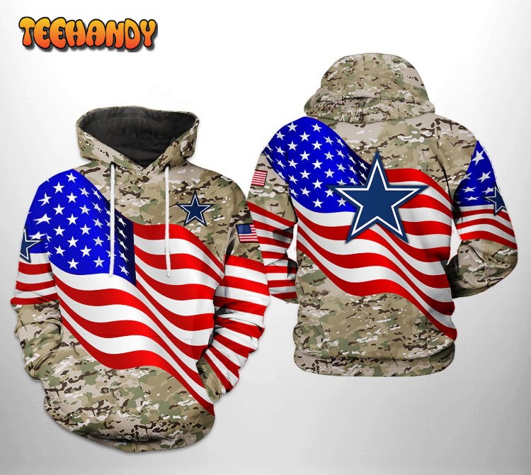 Flag American Camo Dallas Cowboys Print Full 3D Hoodie - Dallas Cowboys Home